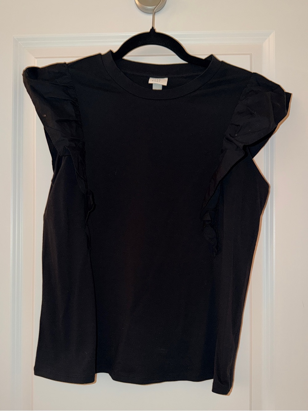 a new day Sleeveless Ruffle Shoulder Top - Black